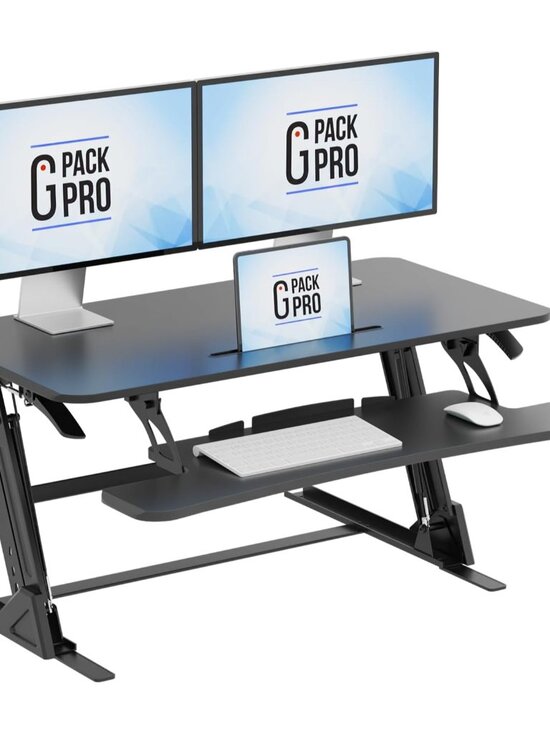 Other - 38″ Wide Standing Desk Converter – Sit-to-Stand Workstation for Dual Monitors, H